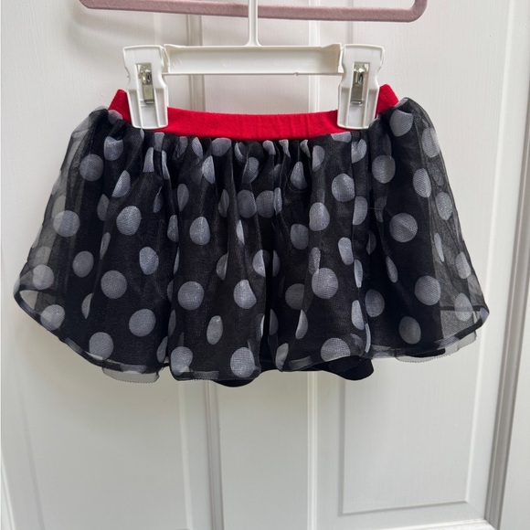 Disney Minnie Mouse 3T Girls Black and White Polka Dot Tulle Skirt - Picture 1 of 6